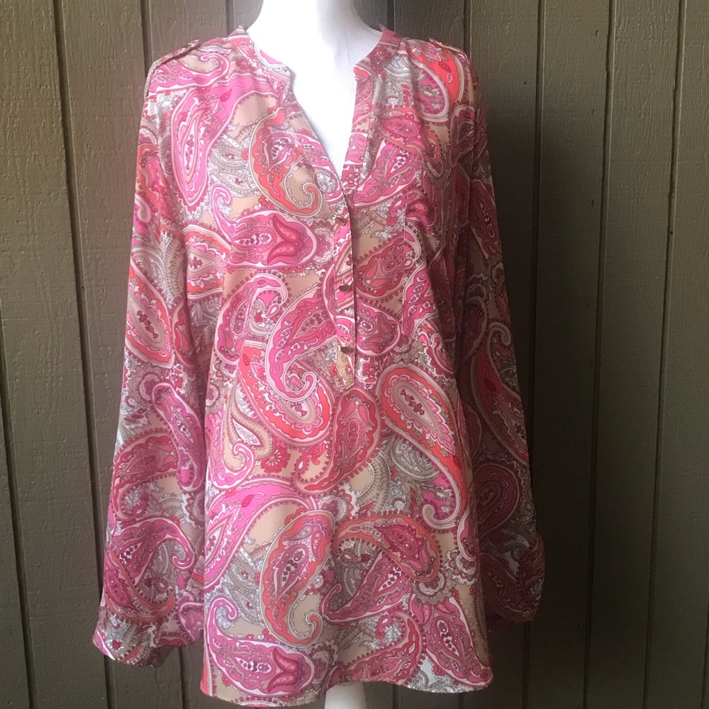 Charter Club Plus Long Sleeve V Neck Bottom Up Top